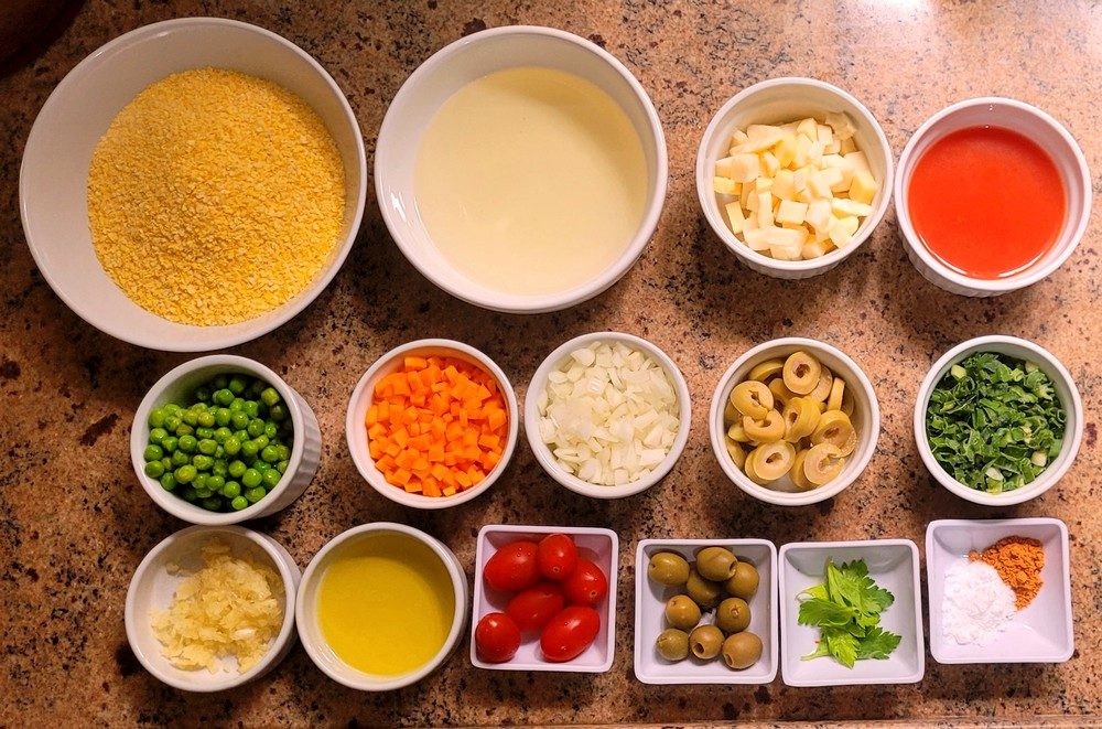 mise en place da receita de cuscuz vegano paulista