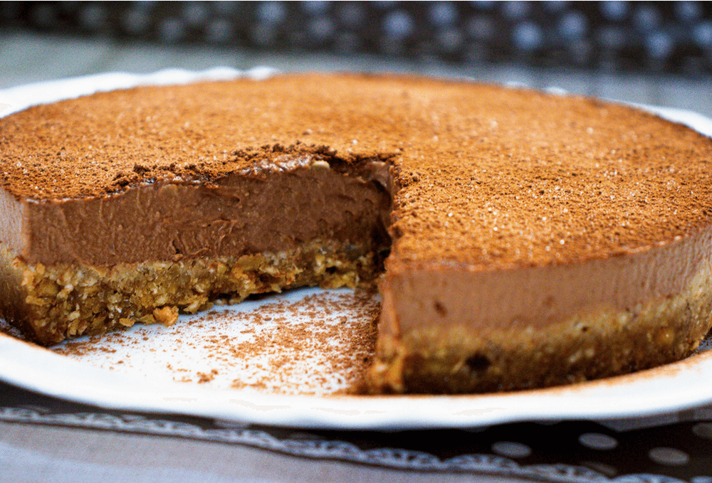 torta vegana gelada de chocolate sem glúten e açúcar