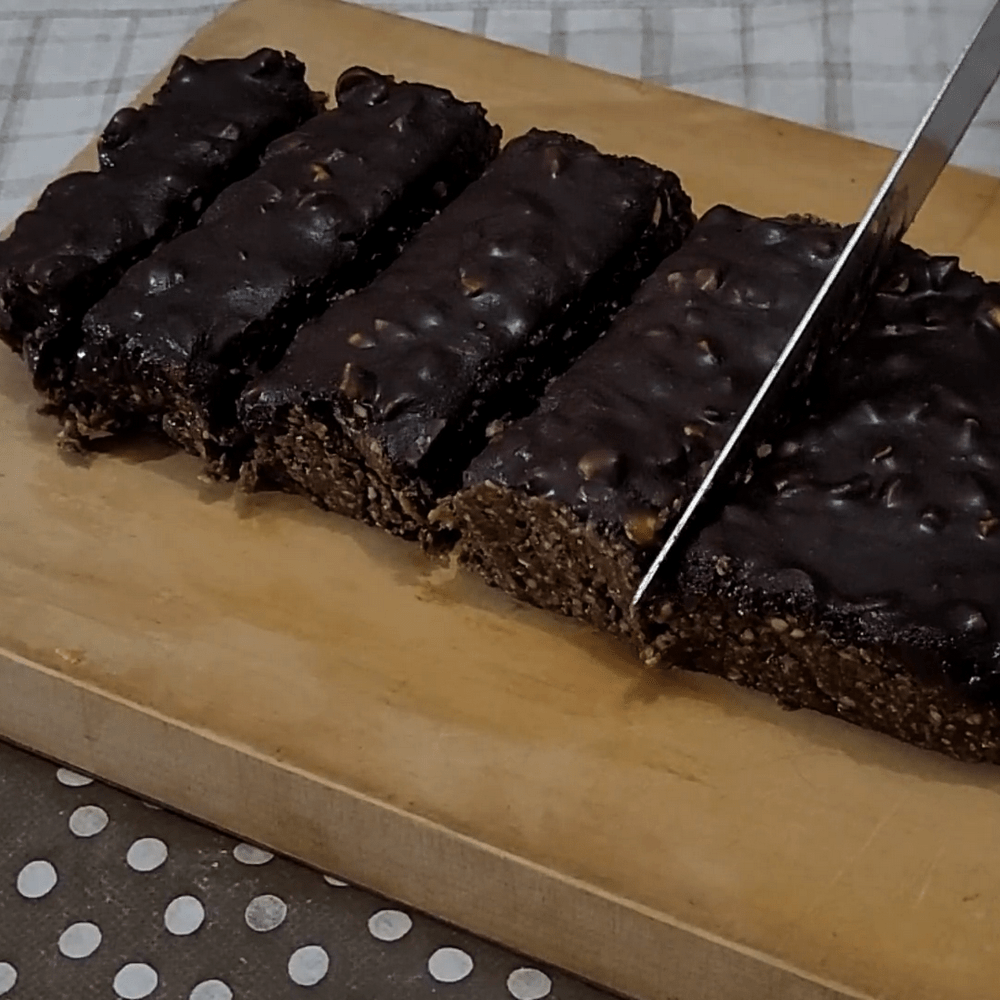 Receita de Barrinha Proteica Vegana de Chocolate