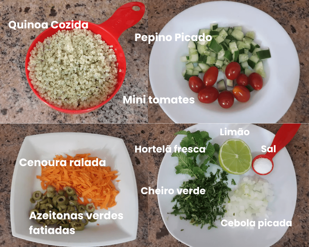 ingredientes para receita da salada tabule sem glúten