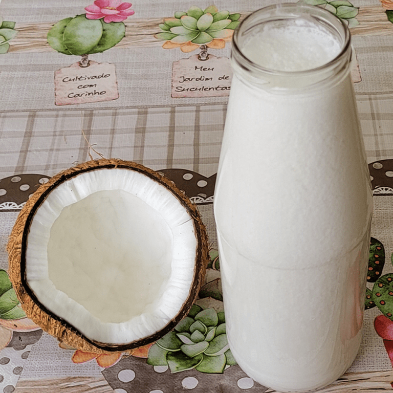 receita de leite de coco caseiro e creme de leite de coco