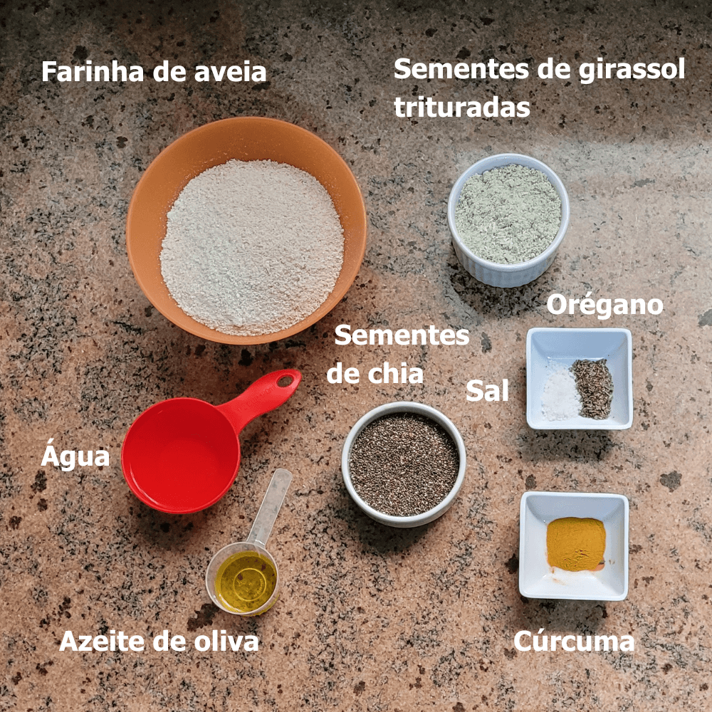 Ingredientes para Receita de Biscoito salgado de chia