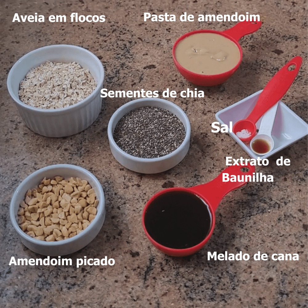 ingredientes da receita de bolinhas energéticas veganas