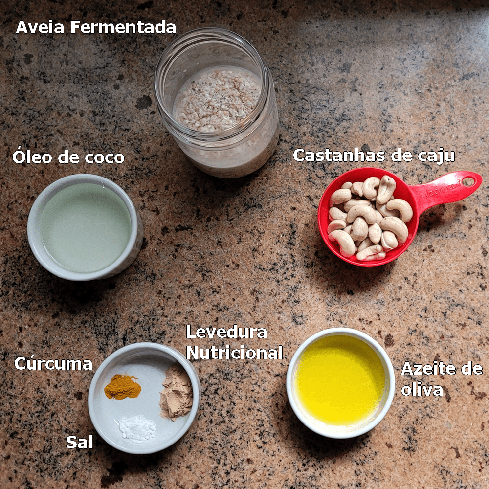 ingredientes para a receita de manteiga vegana probiótica