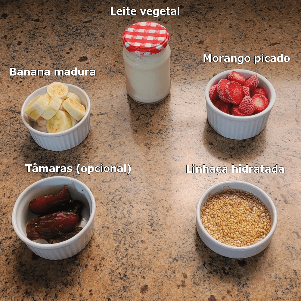 ingredientes para a receita de smoothie na tigela