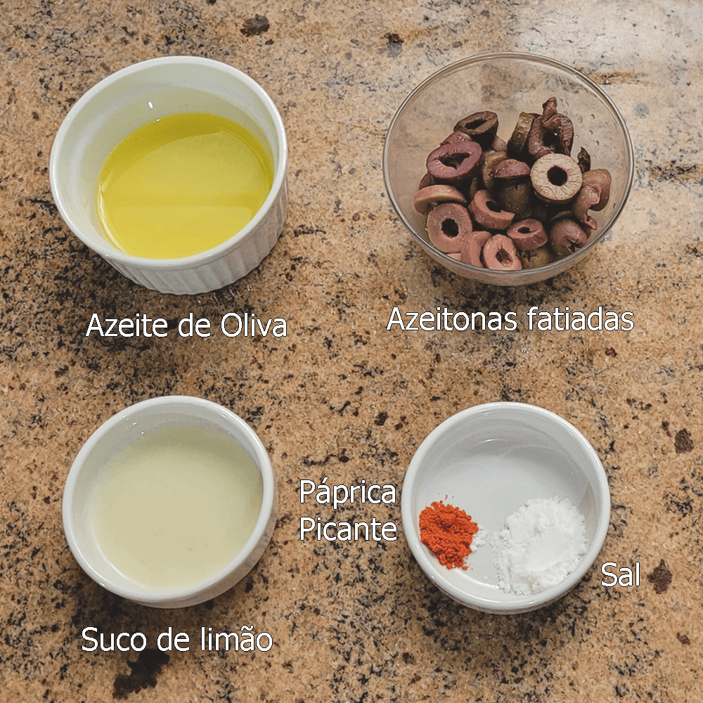 Ingredientes da bacalhoada vegana de palmito