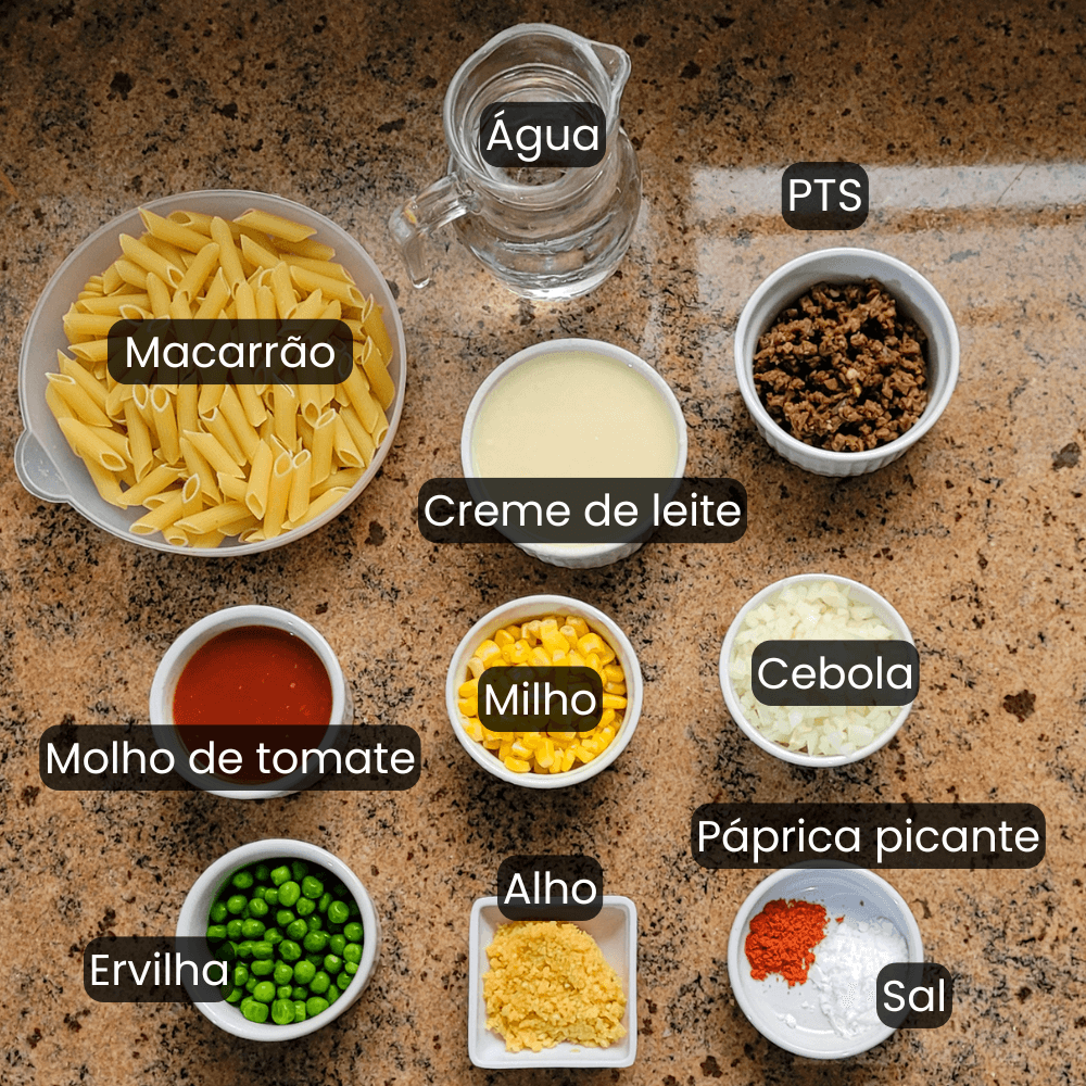 receita de macarrão vegano de panela de pressão - ingredientes