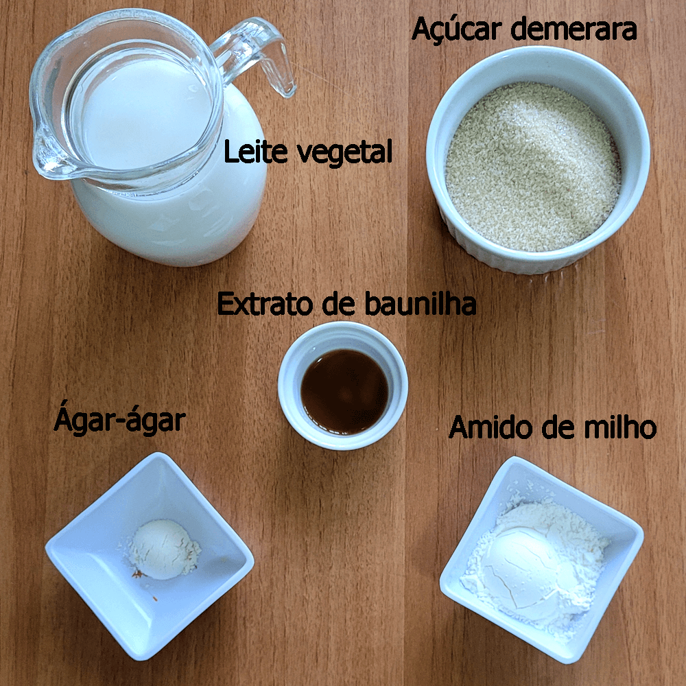 Ingredientes da panna cotta vegana